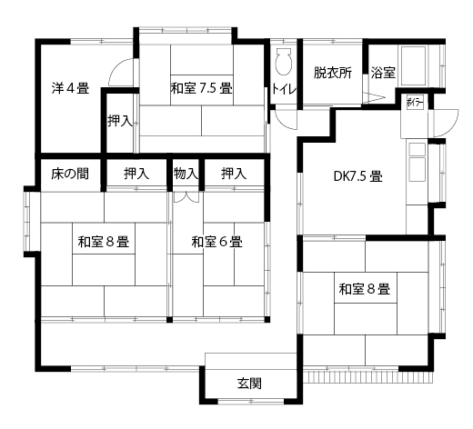 【0円物件】家庭菜園とDIYを楽しむ栗駒の平屋暮らし｜宮城県栗原市｜0円譲渡 間取り図